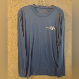 Reel Life Blue Long Sleeve USA Flag Swim Surf Shirt Mens Pullover Size XLarge